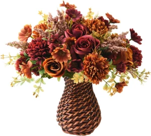 Artificial Flowers with Vase for Decorations,Faux Flower Arrangement in Vase,Art - Picture 1 of 12