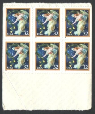6 Unused US 32 Cent Stamps 1995 CHRISTMAS Midnight Angel - Image 1 of 3