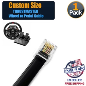 Câble RJ12 Noir Compatible Taille Personnalisée pour Roue à Pédale Thrustmaster - Photo 1/3