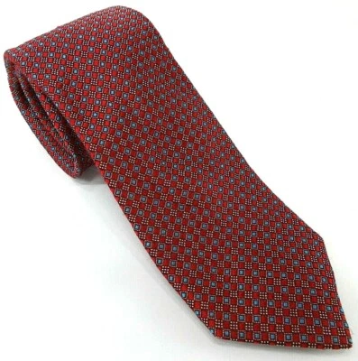 Corbata de seda Samuelsohn para hombre roja azul diamantes hecha en Italia usada en excelente estado A0505 Foto 1 de 4