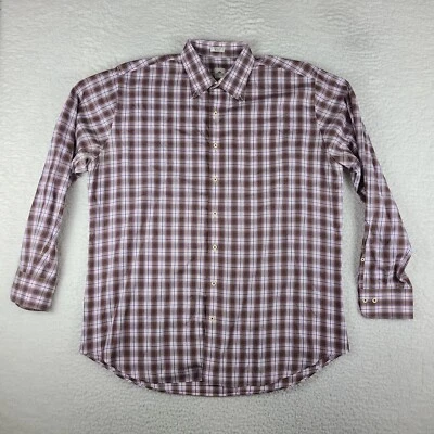 Peter Millar Dress Shirt Mens XL Blue Brown Pink Plaid 100% Cotton  Button Up - Image 1 of 4