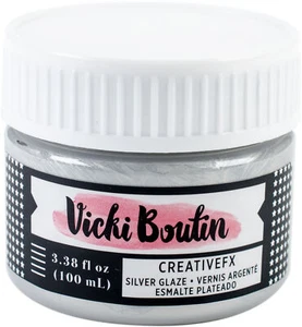 American Crafts Vicki Boutin Mixed Media Creative FX Glaze 3.38oz-Silver, 343914 - Picture 1 of 1