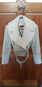 Bebe Metallic Gold Faux Fur Vintage Jacket Size Small - Picture 1 of 12