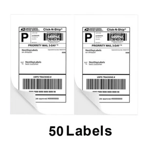 50 Half Sheet Address Shipping Labels Blank 8.5 x 5.5 Self Adhesive 2 Per Sheet - Picture 1 of 5