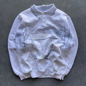 Vintage 1990s Art Unlimited Snow Bridge Graphic Sweatshirt Medium - Bild 1 von 3