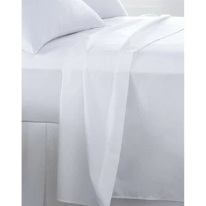 Easycare White 50/50 Polycotton 144 Thread Plain White Soft Bed Linen All sizes - Picture 1 of 6