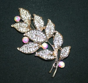 Women's Accessories, Gold Color Pin with Rhinestone, Brooch, Mother's Day Gift - Picture 1 of 4
