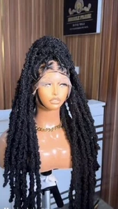 AFRICAN BRAIDED CONROW WIG ON 13*6 LACE CLOSURE BLACK MIXED WITH BLUE 46" - Picture 1 of 7