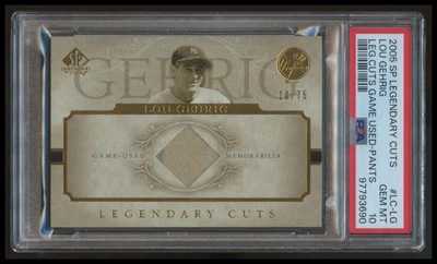 2005 SP Legendary Cuts Lou Gehrig /75 Game Used Pants Pinstripe PSA 10 POP 1 - Image 1 of 2
