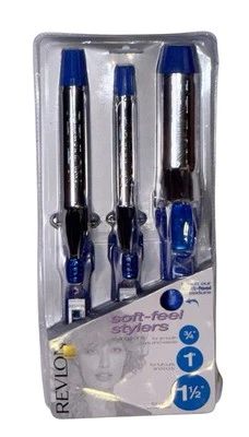 New Sealed Revlon Styling Irons 3/4”, 1” & 1 1/2” 3 piece BLUE - Image 1 of 3