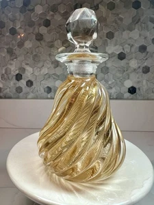 Botella de perfume vintage Seguso cristal artístico de Murano mancha dorada 5,5" con Dauber - Imagen 1 de 11