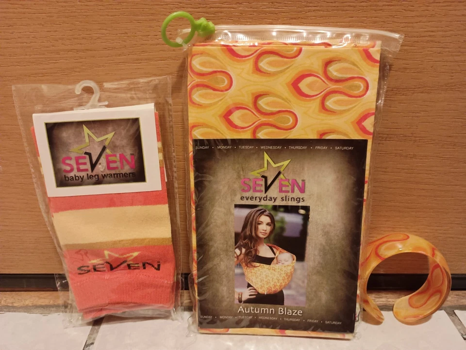 Conjunto de regalo portador de siete cabestrillos calentador de piernas de bebé pulsera otoño amarillo brillante talla 3 Foto 1 de 4