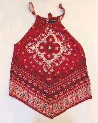 Camiseta sin mangas casi famosa para mujer bandana roja mediana retro Y2K Country Festival Foto 1 de 4