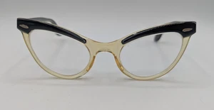Bausch Lomb B&L Vintage Black Clear Cat Eye Eyeglasses 5 1/4 Frames 46-22 Women - Picture 1 of 6