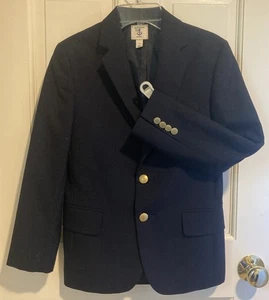 Lands’ End Jungen Marineblau Blazer Messingknöpfe 45% Wolle Jahresrnd gefüttert Gr. 10 - Bild 1 von 9