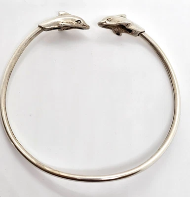 Brazalete Kabana Retirado Plata Esterlina Abierto Delfín 7" Firmado Foto 1 de 4