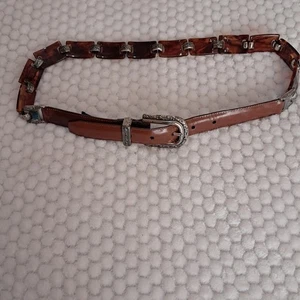 Cinturón de cuero marrón brillante vintage HOMBRE TALLA L 2507 - Imagen 1 de 8