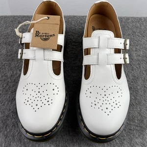 Oxford Dr. Martens 8065 Mary Jane pelle bianca liscia 2 fibbie donna taglia 9 nuove con etichette - Foto 1 di 8
