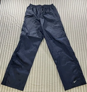 VINTAGE Pantaloni Nike Uomo S Small Navy Track Giacca a vento gamba dritta Swoosh Y2K - Foto 1 di 4