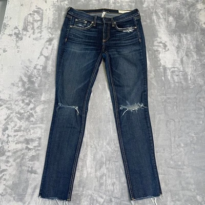 RAG & BONE Skinny Jeans Dark Wash Ripped Distressed Raw Hem Women Size 26 - Image 1 of 4
