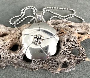 Artie Yellowhorse Desert Rose Flower Pendant Sterling Raindrops 24" Necklace - Picture 1 of 21