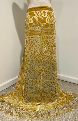 GOLD  Silk Chiffon Velvet Burnout Scarf  40”x40” Wide - Image 1 of 4