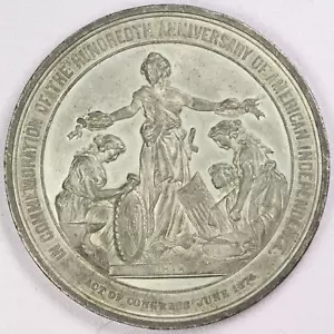 1776-1876 USA Independence Centennial Medal 57.5mm White Medal 65.7 grams - Picture 1 of 2