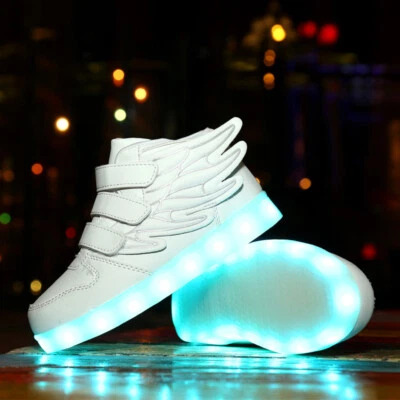 Kids RGB Sneakers LED Light Up Shoes USB Flashing Wing Sneakers for Toddler Kids - Image 1 of 4