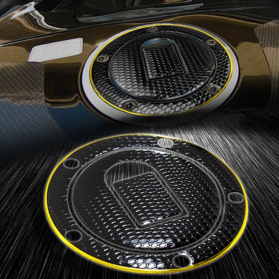Gas Tank Fuel Cap Cover Decal Pad 04-05 Ninja ZX10R/ZX6R/ZX9R Chrome Gold+Black - Imagem 1 de 4