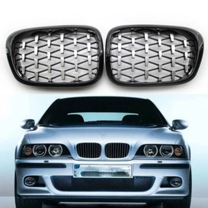 Pair Front Grille Diamond Meteor Style Grill Fits BMW E39 1999-2003 5 Series AS - Picture 1 of 8