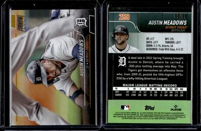 2022 Topps Stadium Club Chrome Gold Refractor #258 Austin Meadows /50 - Image 1 of 2