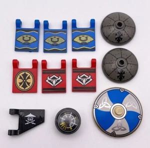 Vintage LEGO Part LOT Compass Flag Viking Dragon Orient Fortress Shield RARE VGC - Picture 1 of 5