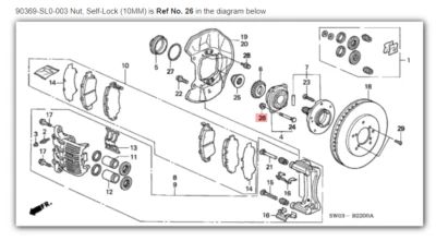 Tuerca NSX HONDA ACURA GENUINA OEM, autobloqueo (10 mm) freno delantero ☆ 90369-SL0-003 ☆ Foto 1 de 2