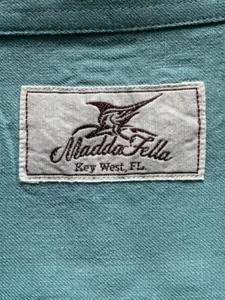 Madda Fella 100% Linen Blue Long Sleeve Button Down - Medium - Picture 1 of 4