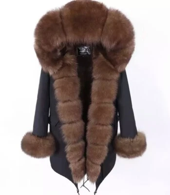 Jaqueta impermeável de pele de raposa natural - Imagem 1 de 4