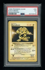 POKEMON Shadowless Base Set ELECTABUZZ 20/102 Rare PSA 5 EX Vintage WOTC - Picture 1 of 2