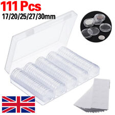 100Pc 30mm Clear Storage Box Coin Capsules Holder Round Case Container Organizer