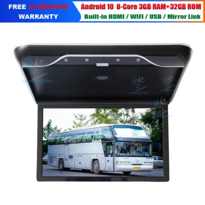 19" Android 10 HD Deckenmonitor für PKW LKW mit HDMI-Eingang USB Bluetooth 32GB - Bild 1 von 4