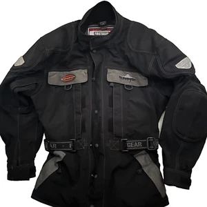 First Gear Mens Motorcycle Jacket Hypertext Kilmanjaro Black Size Large - Picture 1 of 23