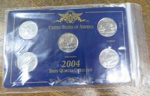 Silver Plated 2004 State Quarter Set MI FL TX IA WI COINS STILL IN PLASTIC NICE! - Picture 1 of 10