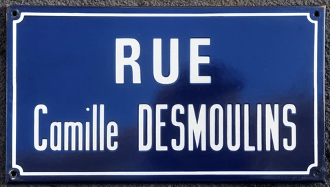 Old French enamel street sign road plaque plate Camille Desmoulins guillotined Cover