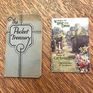 2 Vintage Mini Books The Pocket Treasury/Words Of Help And Cheer Bible Verses - Picture 1 of 12