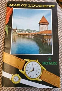 Vintage Rolex Advertizing Color Brochure & Map of Lucerne Switzerland Bucherer - Picture 1 of 6