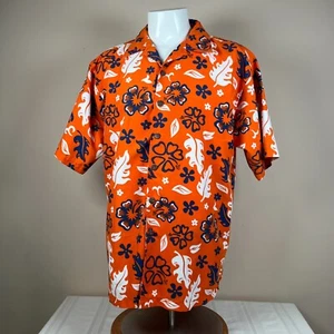 Hawaiian Men's Shirt XL Hibiscus Flowers Orange Navy Denver Broncos Aloha - Picture 1 of 10