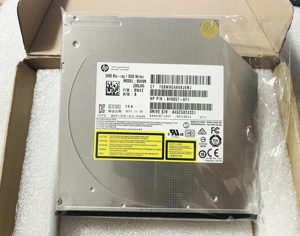 HP BU40N UHD Slim Blu-ray DVD WRITER Drive 762434-800 -Black Bezel