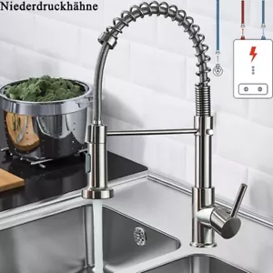 Niederdruck Küchenarmatur Edelstahl Ausziehbar Brause Einhand Wasserhahn Küche - Bild 1 von 8