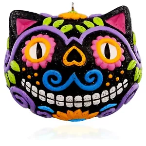 2015 Hallmark Day Of The Dead Dia De Los Muertos Black Cat Sugar Skull Ornament - Picture 1 of 1
