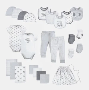 Baby Shower Gift Set Size 0-3 Months Girl Boy Happy Little Elephant Gray 25 pc. - Picture 1 of 9