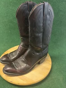 Lucchese 2000 Black Cherry Leather Cowboy Western Boots Sz 11 D - Picture 1 of 11