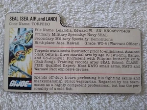 Original GI Joe Torpedo 3,75" Actionfigur Aktenkarte Hasbro - Bild 1 von 2